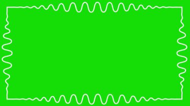 Yeşil ekran arkaplanlı beyaz dalgalar dekoratif çerçeve hareketi grafikleri