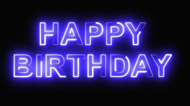 Sade siyah arkaplanda parlayan mavi neon ışık yolu efektiyle Mutlu Yıllar metni