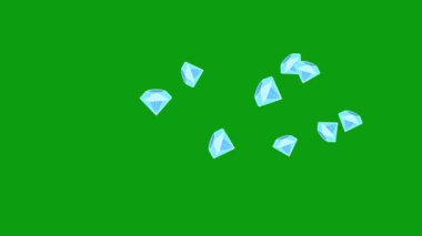 Yeşil ekran arkaplanlı mavi elmas hareketli grafikler