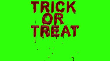 Gree ekran arkaplanı üzerinde korkutucu kan damlaları içeren şaka mı tedavi metni