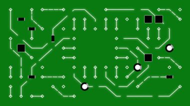 Yeşil ekran arkaplan ile dijital devre çizgileri hareket grafikleri