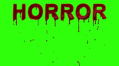 Yeşil ekranda korkunç kan damlaları etkisi olan korku metni