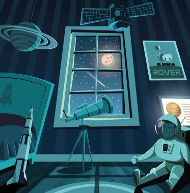 Gelecekteki bir astronotun çocuk yatak odası