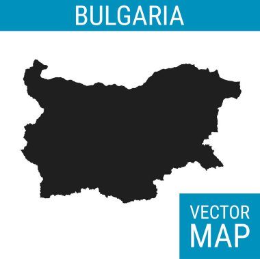 Bulgaristan ülke adına vektör haritası, beyaz zemin üzerinde siyah.