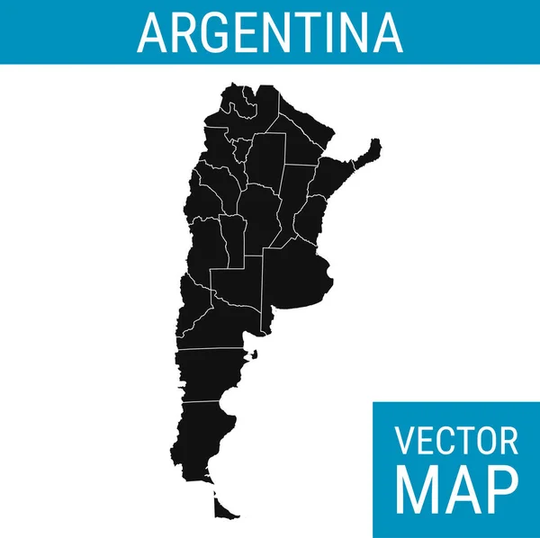 Carte Vectorielle Argentine Avec Nom Pays Noir Sur Fond Blanc — Image vectorielle