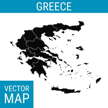Yunanistan ülke adına vektör haritası, beyaz zemin üzerinde siyah.