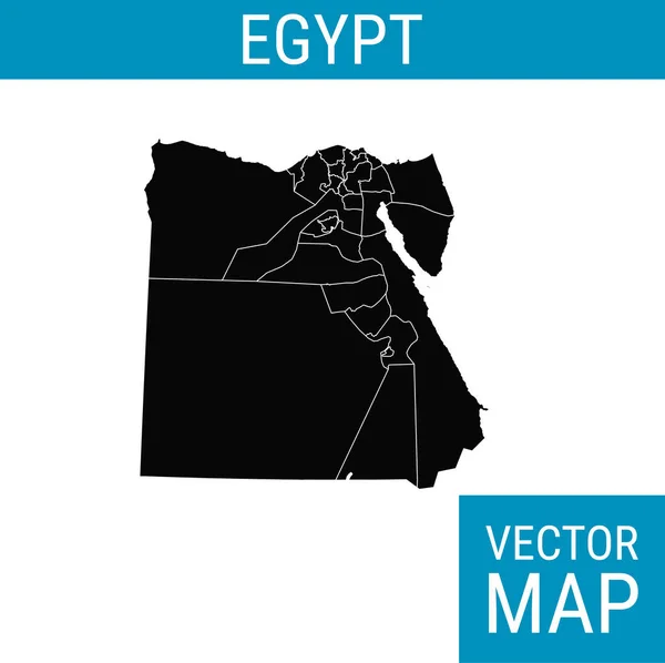 Egypte Carte Vectorielle Avec Nom Pays Noir Sur Fond Blanc — Image vectorielle