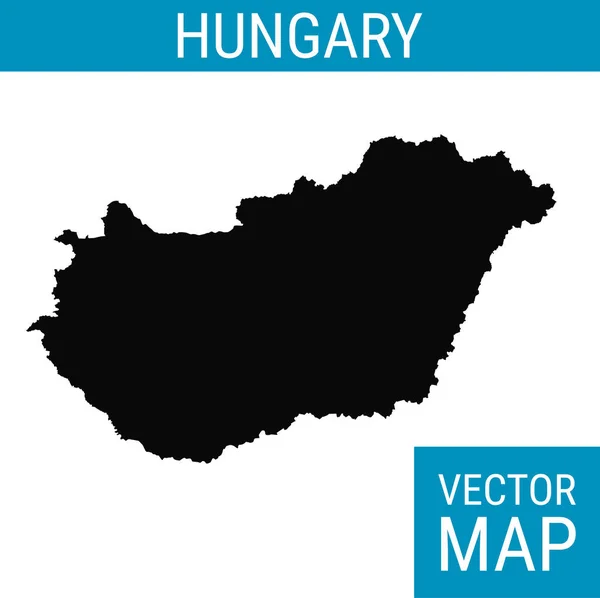 Hungría Mapa Vectorial Con Nombre País Negro Sobre Fondo Blanco — Archivo Imágenes Vectoriales