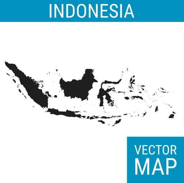 Indonésia Mapa Vetorial Com Nome País Preto Sobre Fundo Branco — Vetor de Stock