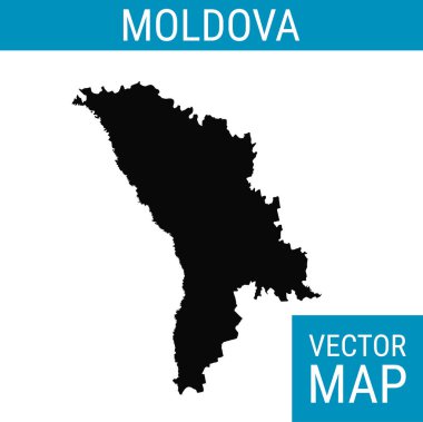 Ülke adına sahip Moldova vektör haritası, beyaz zemin üzerinde siyah.