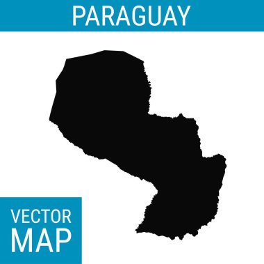 Ülke adına sahip Paraguay vektör haritası, beyaz arkaplanda siyah.