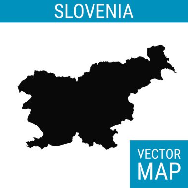 Ülke adına sahip Slovenya vektör haritası, beyaz zemin üzerinde siyah.