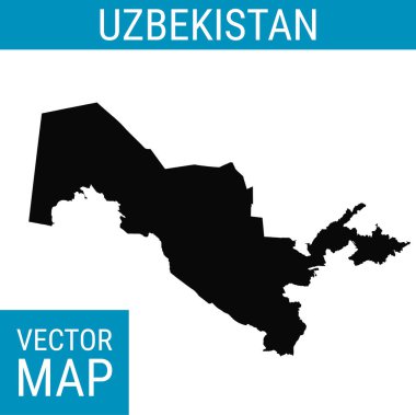 Ülke adına sahip Özbekistan vektör haritası, beyaz zemin üzerinde siyah.