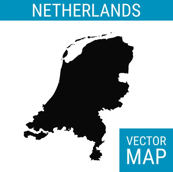 Países Bajos Mapa Vectorial Con Nombre País Negro Sobre Fondo — Archivo Imágenes Vectoriales
