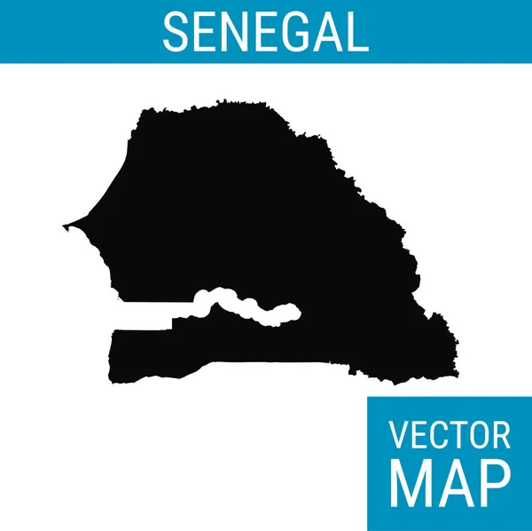 Senegal Mapa Vectorial Con Nombre País Negro Sobre Fondo Blanco — Archivo Imágenes Vectoriales