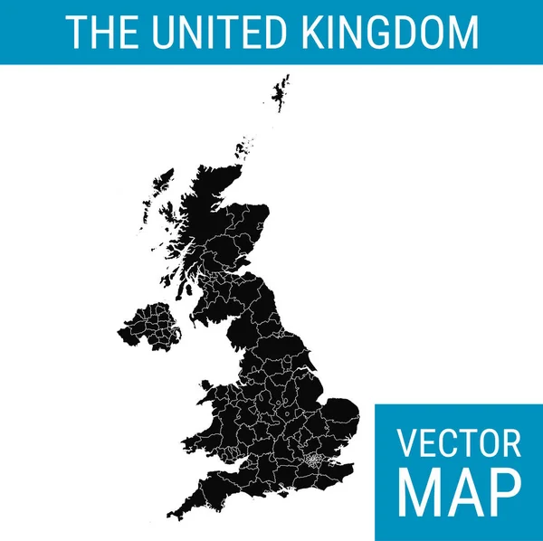 Mapa Vectorial Del Reino Unido Con Nombre País Negro Sobre — Vector de stock