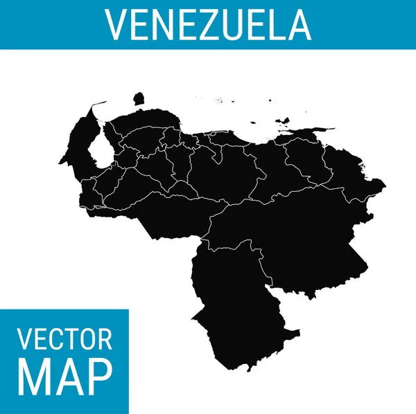 Venezuela Vectorkaart Met Landsnaam Zwart Witte Achtergrond — Stockvector