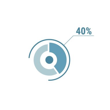 Çember diyagramı% 40 pasta grafiği 40. Çember yüzde vektör diyagramı. Web UI tasarımı için düz vektör illüstrasyonuName.