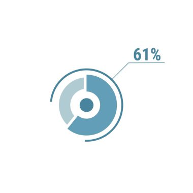 Daire şeması% 61 turta grafiği. Çember yüzde vektör diyagramı. Web UI tasarımı için düz vektör illüstrasyonuName.