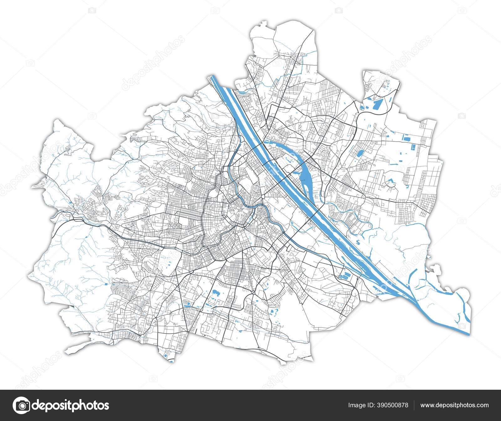 Vienna Map Detailed Vector Map Vienna City Administrative Area Poster