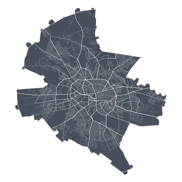 Mapa Bukaresztu Szczegółowa Mapa Wektorowa Obszaru Administracyjnego Miasta Bukareszt Ciemny — Wektor stockowy