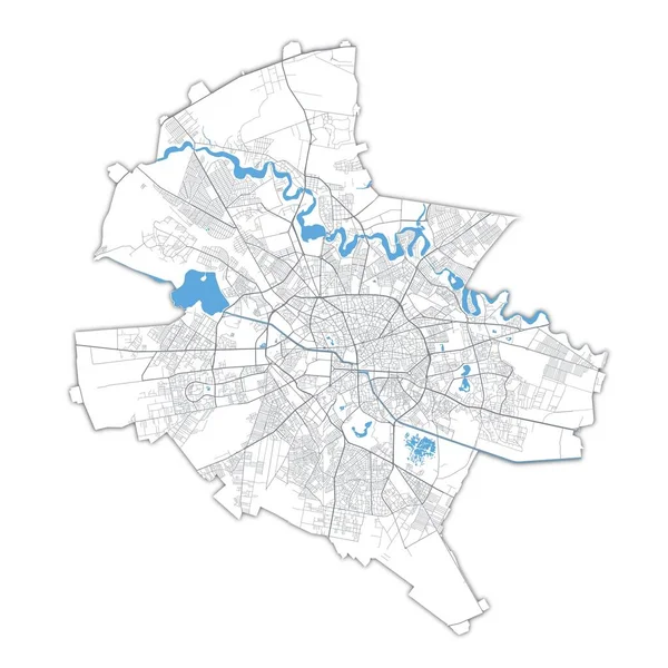 Mapa Bukaresztu Szczegółowa Mapa Wektorowa Obszaru Administracyjnego Miasta Bukareszt Plakat — Wektor stockowy