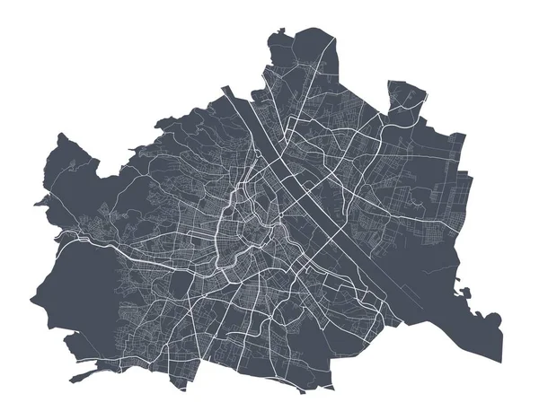 Mappa Vienna Mappa Dettagliata Dei Vettori Dell Area Amministrativa Della — Vettoriale Stock