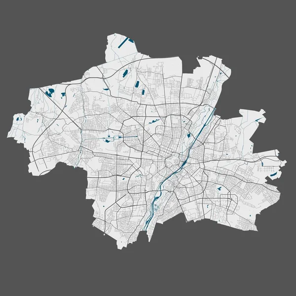 Mapa Munich Mapa Vectorial Detallado Munich Área Administrativa Ciudad Cartel — Vector de stock