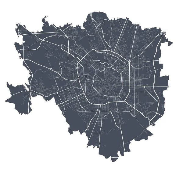 Mappa Milano Mappa Vettoriale Dettagliata Dell Area Amministrativa Milano Manifesto — Vettoriale Stock