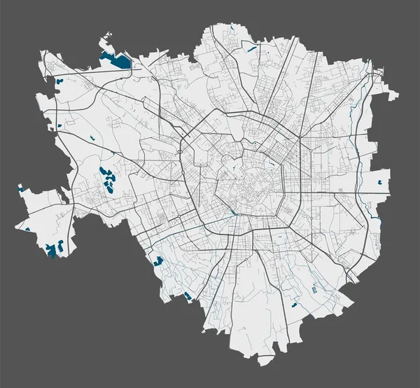 Mapa Mediolanu Szczegółowa Mapa Wektorowa Obszaru Administracyjnego Mediolanu Plakat Ulicami — Wektor stockowy