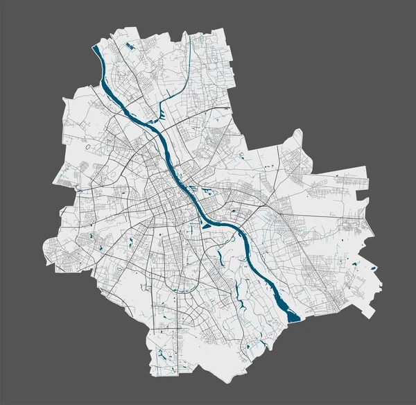 Varsovia Mapa Mapa Vectorial Detallado Varsovia Área Administrativa Cartel Con — Vector de stock