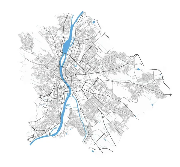 Mapa Budapeste Mapa Vetorial Detalhado Área Administrativa Cidade Budapeste Cartaz — Vetor de Stock