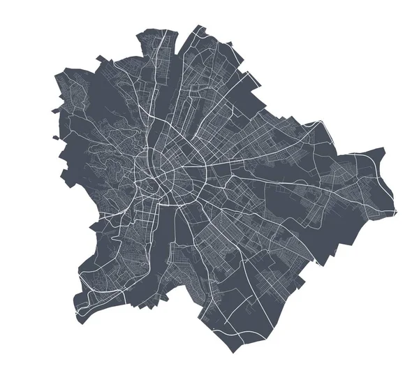 Mappa Budapest Mappa Dettagliata Della Città Budapest Manifesto Scuro Con — Vettoriale Stock