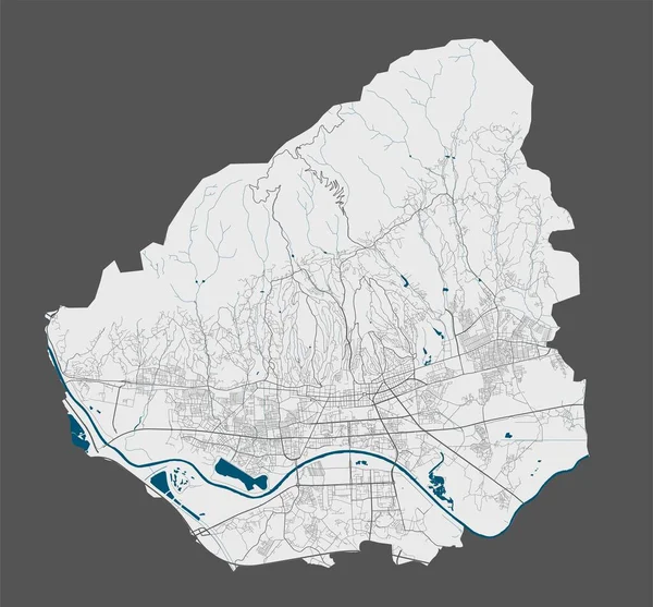 Zágráb Térkép Zágráb Város Közigazgatási Területének Részletes Vektortérképe Plakát Utcákkal — Stock Vector