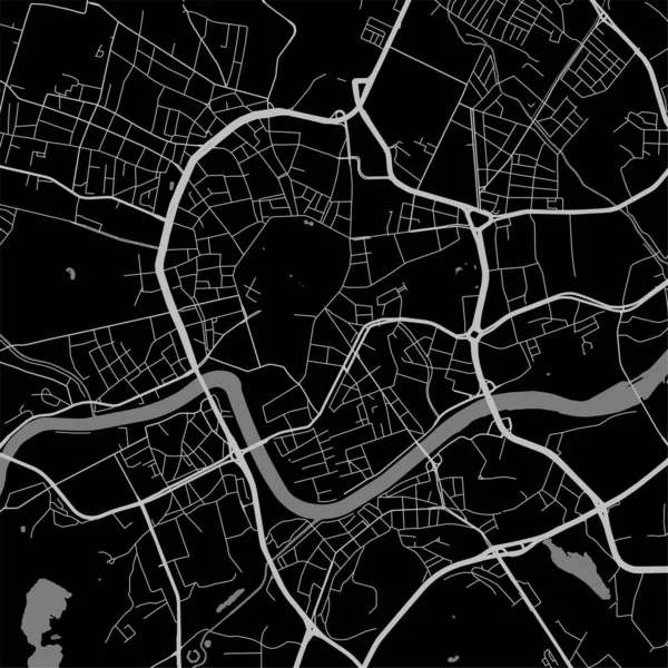 Mapa Cidade Urbana Cracóvia Ilustração Vetorial Pôster Arte Mapa — Vetor de Stock