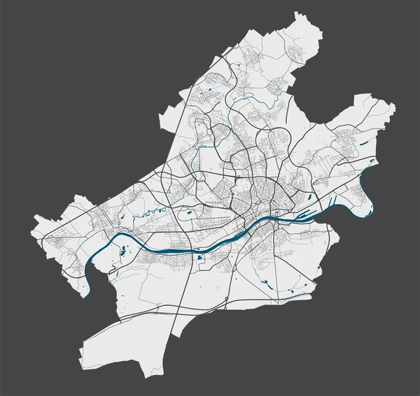 Mapa Frankfurt Mapa Vetorial Detalhado Área Administrativa Cidade Frankfurt Cartaz — Vetor de Stock