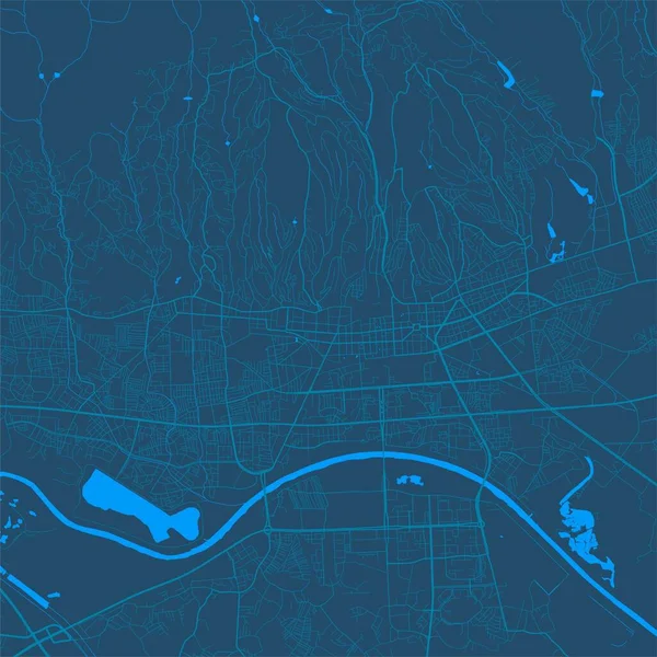 ザグレブのベクトルマップ ストリートマップポスターイラスト ザグレブ地図アート 青い色 — ストックベクタ