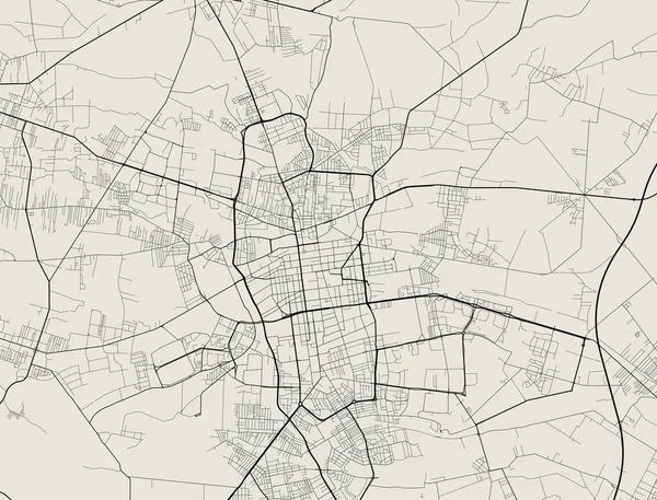 Lodz 'un vektör haritası. Sokak haritası illüstrasyonu. Lodz harita sanatı.
