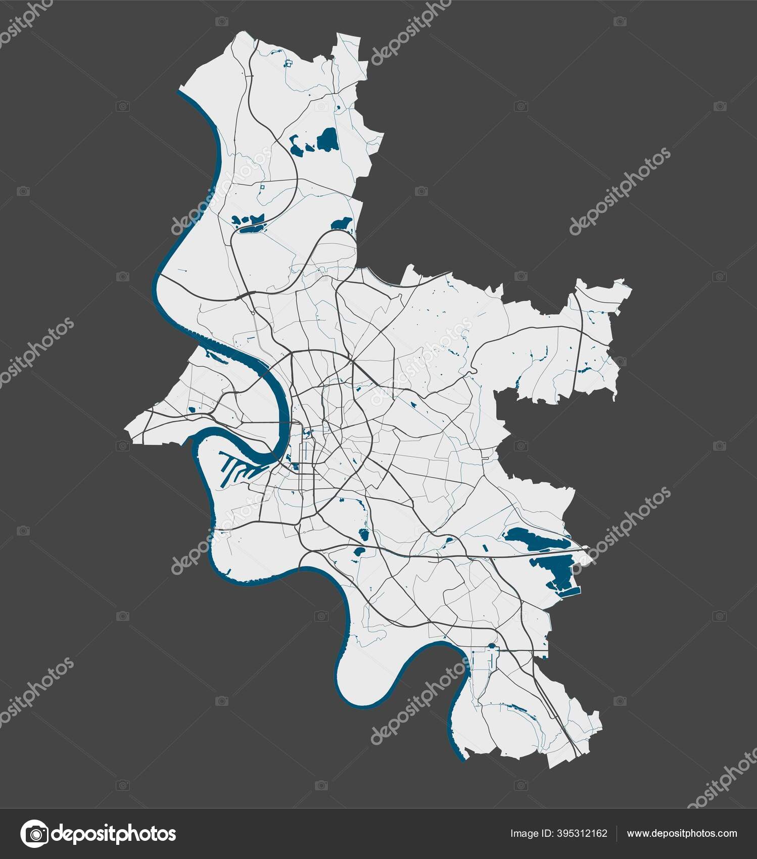 Düsseldorf Detaillierte Vektorkarte Des Regierungsbezirks Düsseldorf