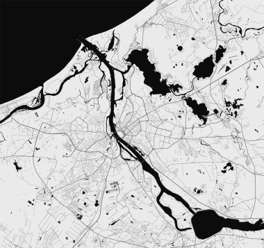 Riga 'nın şehir haritası. Vektör illüstrasyonu, Riga harita sanat posteri.