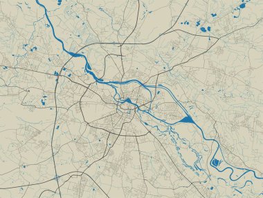 Wroclaw 'ın vektör haritası. Sokak haritası illüstrasyonu. Wroclaw harita sanatı.