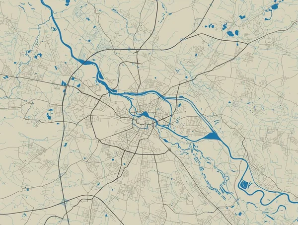 Mapa Vetorial Wroclaw Ilustração Cartaz Mapa Rua Arte Mapa Wroclaw —  Vetores de Stock