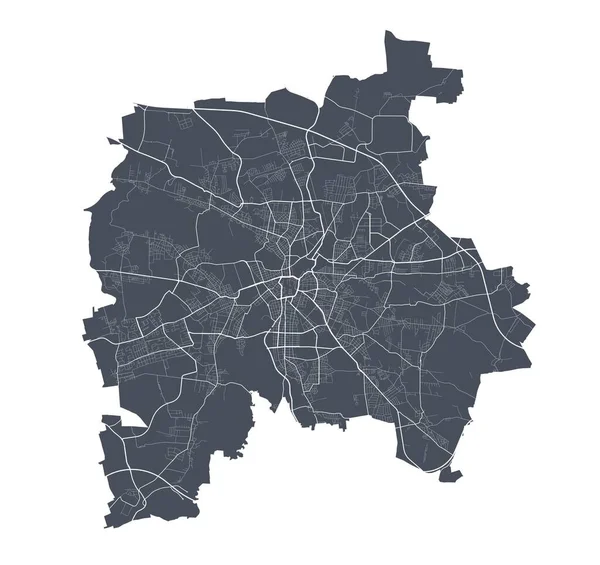 Mapa Lipska Szczegółowa Mapa Wektora Obszaru Administracyjnego Miasta Lipsk Ciemny — Wektor stockowy