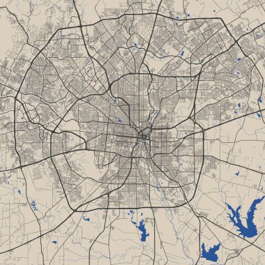 San Antonio şehir haritası posteri. San Antonio sokak haritası posteri. San Antonio harita vektör illüstrasyonu.
