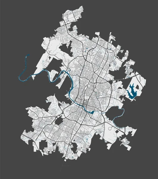 Mapa Austin Mapa Vetorial Detalhado Área Administrativa Cidade Austin Cartaz — Vetor de Stock