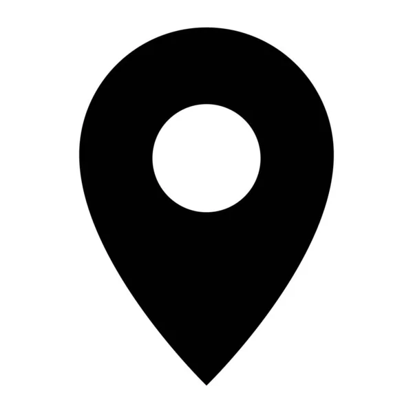 Kartenstandort Symbol Lange Einfache Landkarte Symbolzeiger Schwarz Auf Weißem Hintergrund — Stockvektor