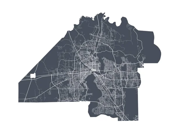 Jacksonvillská Mapa Podrobná Vektorová Mapa Správní Oblasti Jacksonville Tmavý Plakát — Stockový vektor