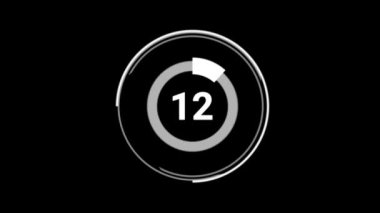 Yüzde 36 36 sayı çemberi pasta diyagramı animasyon etrafında dönüyor. Siyah arkaplanda beyaz.