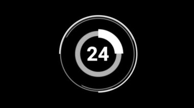 Yüzde 76 76 sayı çemberi pasta diyagramı animasyon etrafında dönüyor. Siyah arkaplanda beyaz.