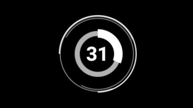 Animasyon etrafında dönen% 96 'lık sayı çemberi çizelgesi. Siyah arkaplanda beyaz.